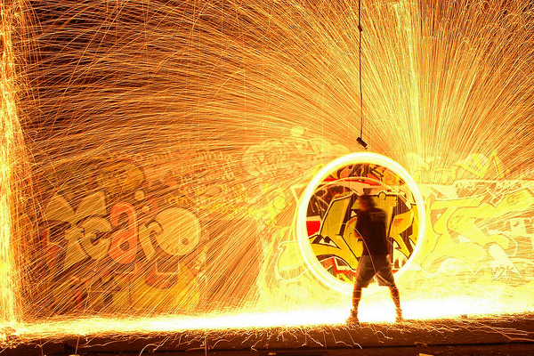 light painting fire