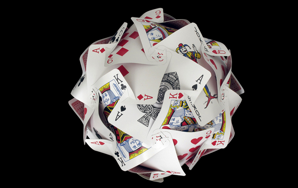 playing cards sculpture