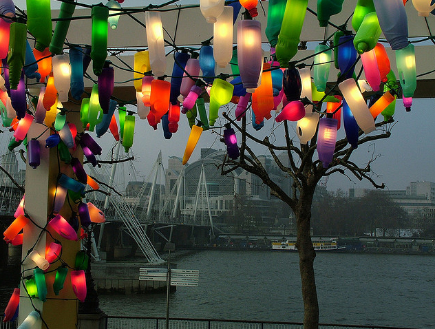 London Light Display Recycled Bottles
